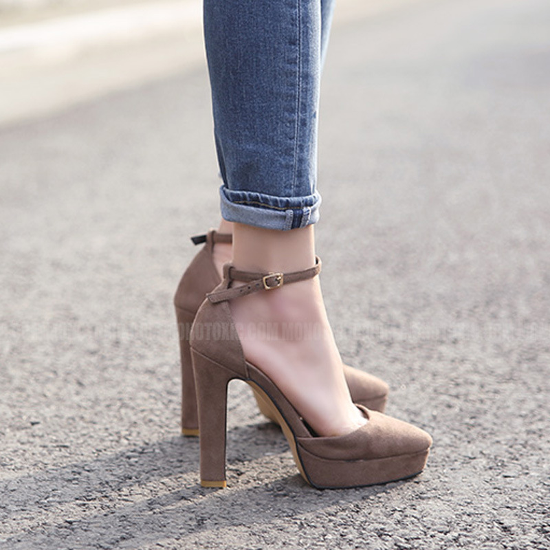 Waterproof Platform High Heels for Women 2026 New Style Chunky Heel Versatile Sexy Elegant French Model Runway Pointed Toe Single Shoes for Women