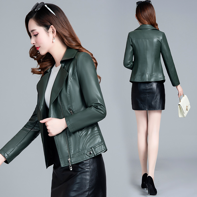 Small leather women's 2021 spring and autumn new Korean version with small short loose pu leather jacket motorcycle jacket