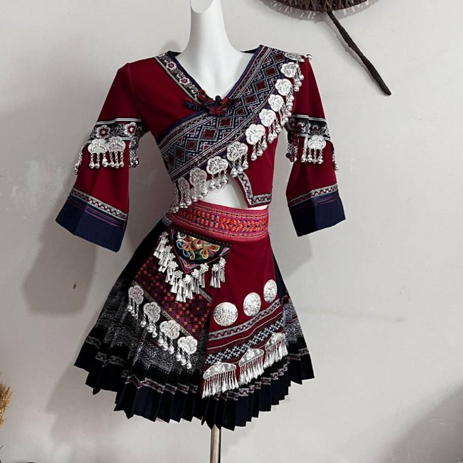 新しいミャオ族のダンス衣装、少数民族の芸術審査ソロダンス衣装、Aマオパフォーマンス衣装、5日以内に発送