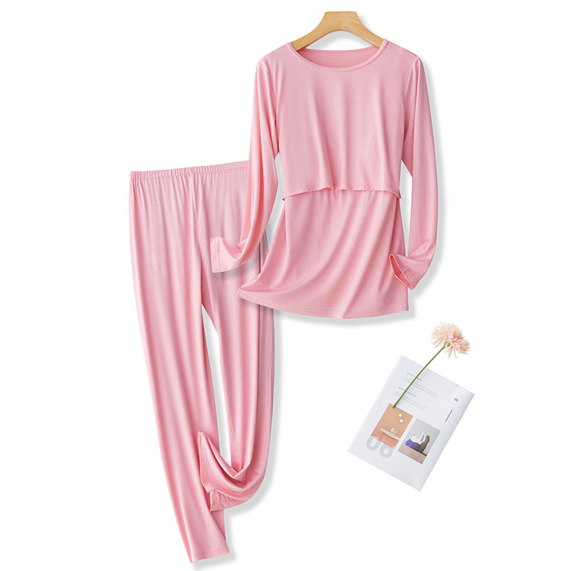 Lactation clothes Home Modale Pregnant Woman Postpartum Sleeping Clothing Thin style Autumn Clothes Sanitary Pants Sat for a month Breastfed Long Sleeve Suit