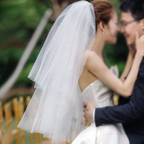 Brides head yarn multi-layer super fairy Pengpeng short wedding headgear Korean wedding wedding tour Styling Head yarn