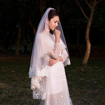 Bridal veil Korean lace veil short simple beautiful white 2018 new wedding wedding dress super long veil