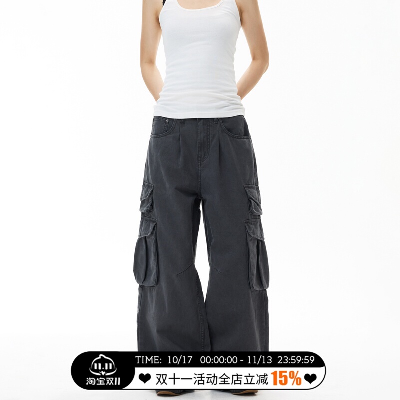 Kisko American Retro Multi-Pocket Drapey Slimming Cargo Pants Unisex Trendy Loose Straight-Leg Versatile Casual Pants Kisko American Retro Multi-Pocket Drapey Slimming Cargo Pants Unisex Trendy Loose Straight-Leg Versatile Casual Pants