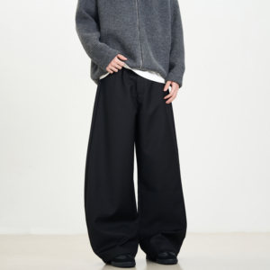Kisko High-End American-Style Drapey Black Scimitar Trousers for Men and Women, Retro Loose Wide-Leg Casual Pants