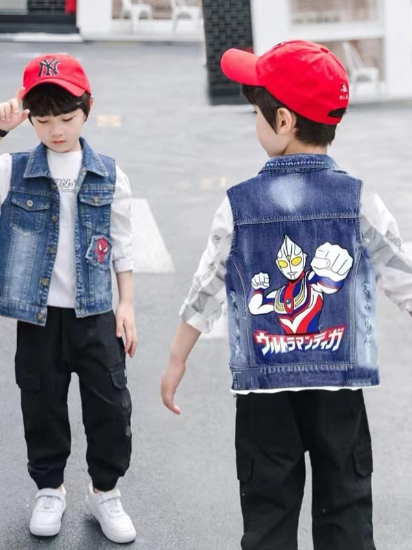 Children's Spring and Autumn Clothing Tops, Toddler Denim Vest, Autumn 2026 Boys' Stylish Thin Jacket