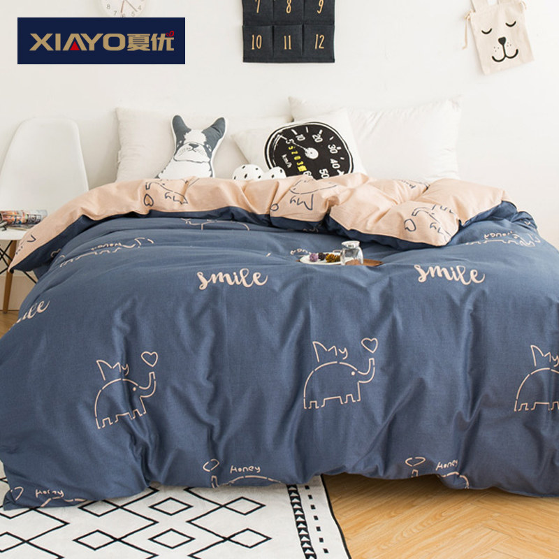 Quilt with quilt cover in whole cotton with quilt cover winter quilt integrated full set of thickened cotton quilted by the core single suit detachable