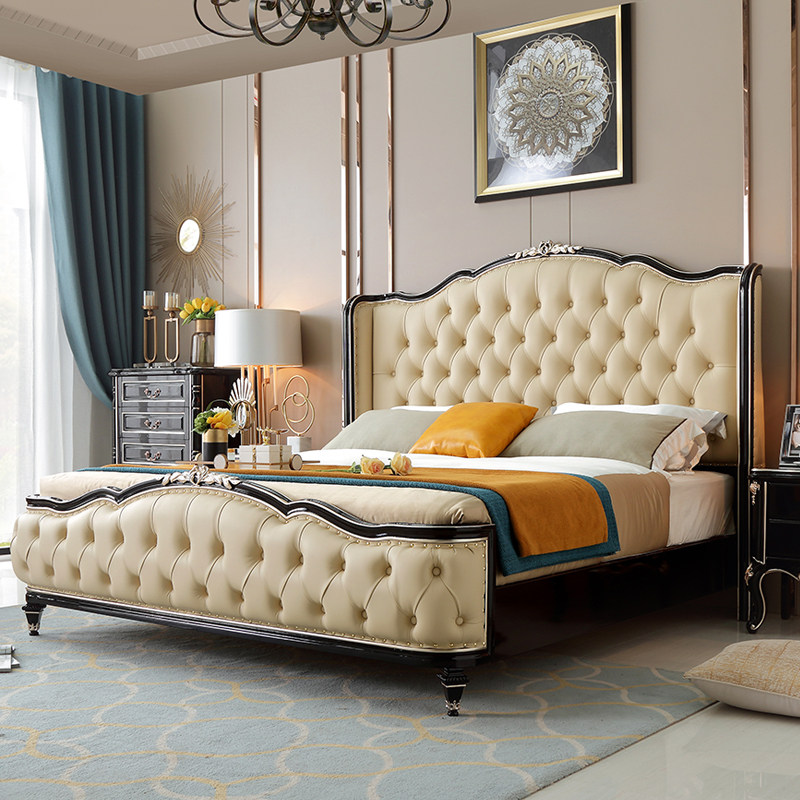 Light luxury bed double bed 18 meters master bedroom modern minimalist 15 meters bed economical American style soft leather art bed master bedroom