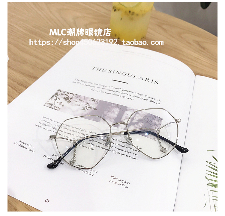 Ins rung phẳng gương thả nước trang trí chuỗi mặt dây chuyền kính đa giác lưới màu đỏ phần kính khung nữ kính nam đẹp