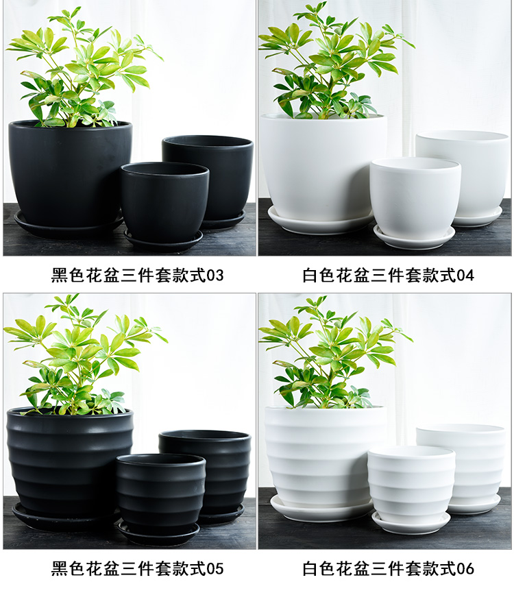 White flower pot ceramic creative Nordic contracted household special offer a clearance to heavy large tray flowerpot more than other meat