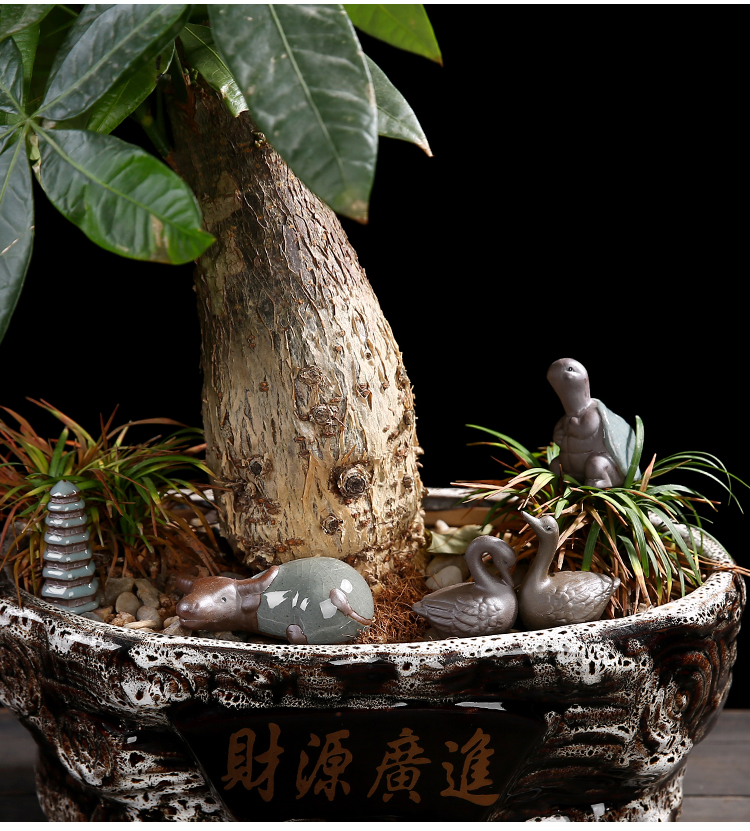 Take spoil flowerpot micro landscape bonsai landscape ornaments mini zen ceramic small place small animals