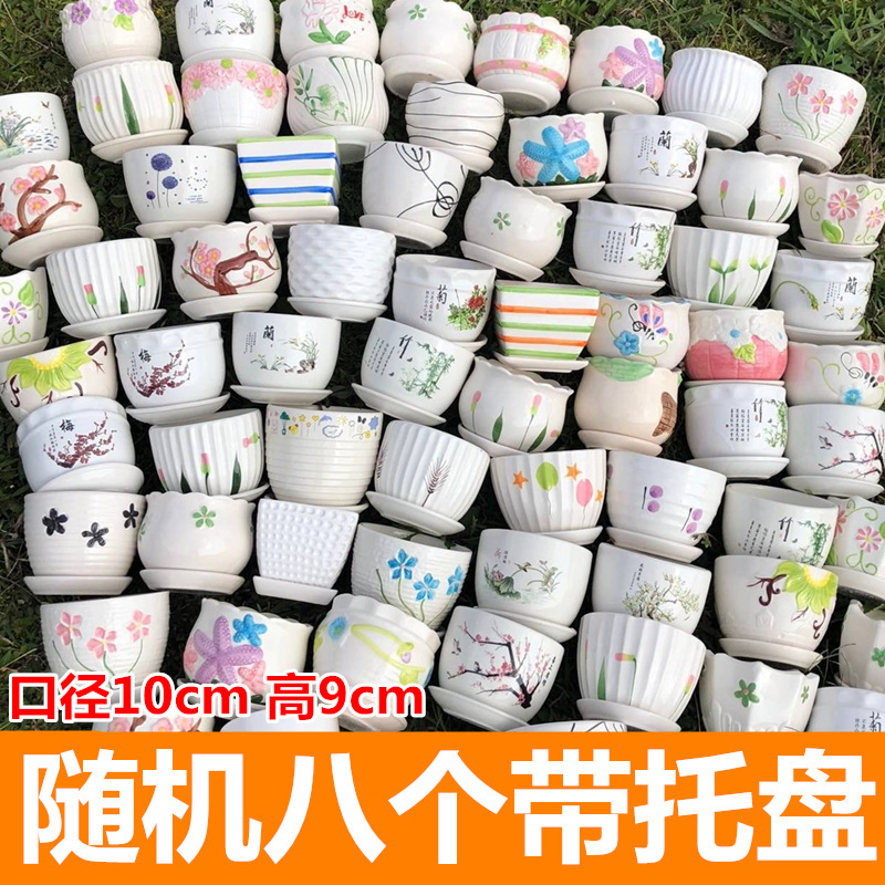 Flowerpot ceramics with tray was special household clearance large other creative individuality small fleshy meat meat the plants flower pot