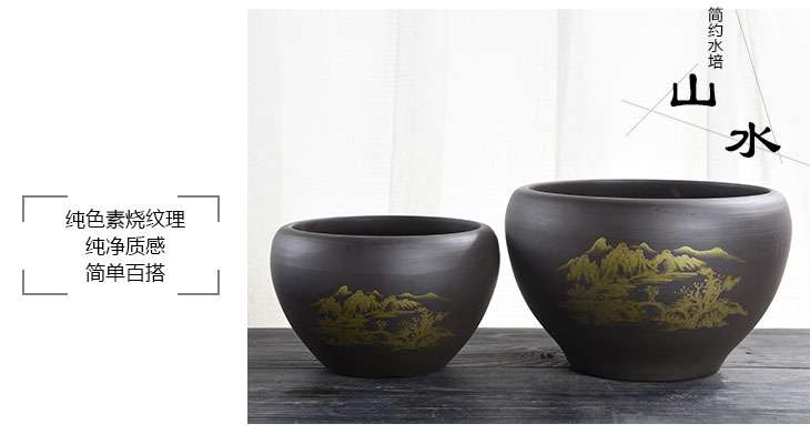 Violet arenaceous nonporous hydroponic flower pot ceramic special creative water lily bowl lotus refers to tea leaf lotus other copper wire grass to wash