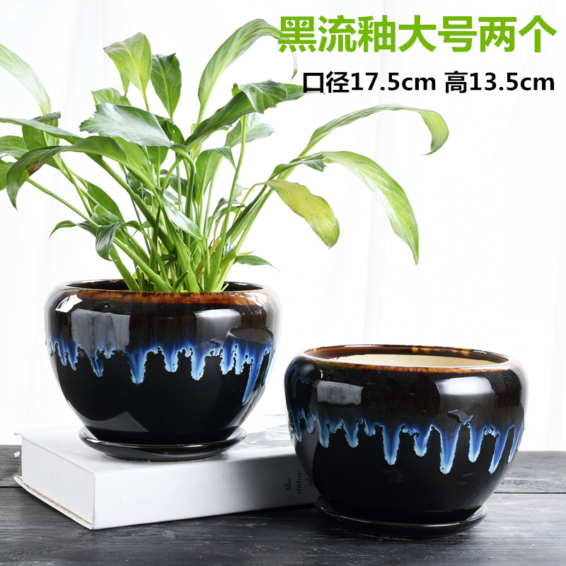 Heavy flowerpot ceramic large special offer a clearance bracketplant with tray was creative money plant contracted household small fleshy flower pot