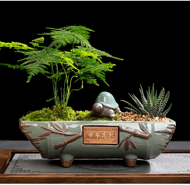 Take spoil flowerpot micro landscape bonsai landscape ornaments mini zen ceramic small place small animals