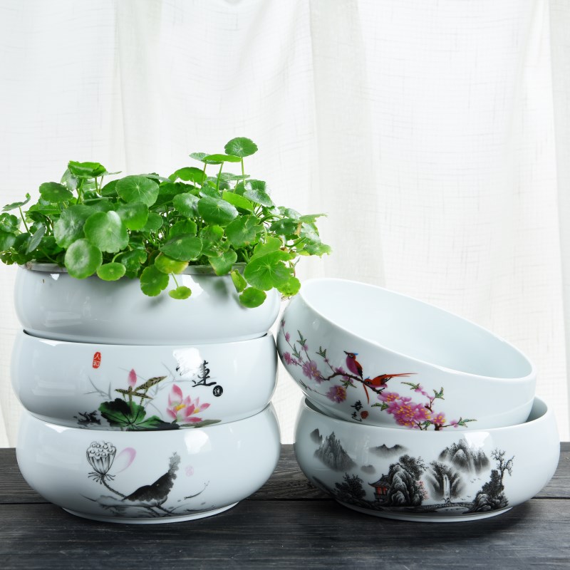 Refers to flower POTS of money grass other ceramic hydroponic container big contracted large pore water lily bowl lotus creative, fleshy