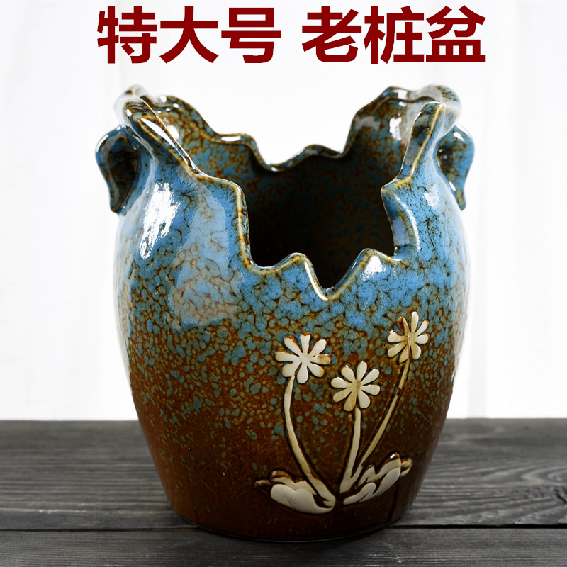 Large ceramic retro pile pot fan Creative ceramic pot pot pot pot clearing