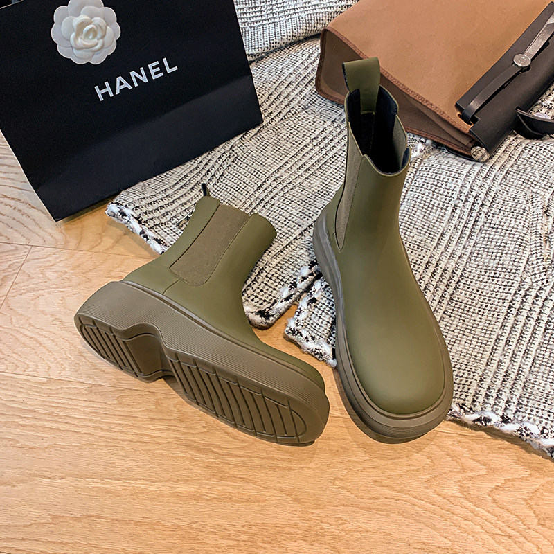 Green Exploits Small Short Boots Women 2021 Autumn Winter New Thick Bottoms Martin Boots Original Design Boots Spring Autumn Single Boots