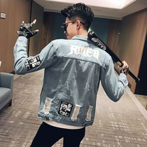 2020 new denim jacket mens Korean version of the trend spring and autumn season hole clothes mens fashion brand slim handsome jacket