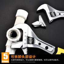 Multifunctional large opening wrench for rubber handle dual-use mouth opening live wrench tube living dual-use adjustable wrench