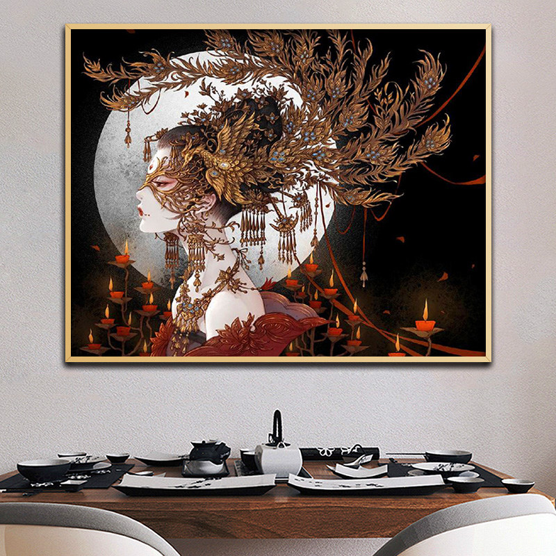 Half-face makeup cross stitch 2022 new thread embroidery ancient style character bedroom beautiful embroidery small pieces yourself embroidered by hand