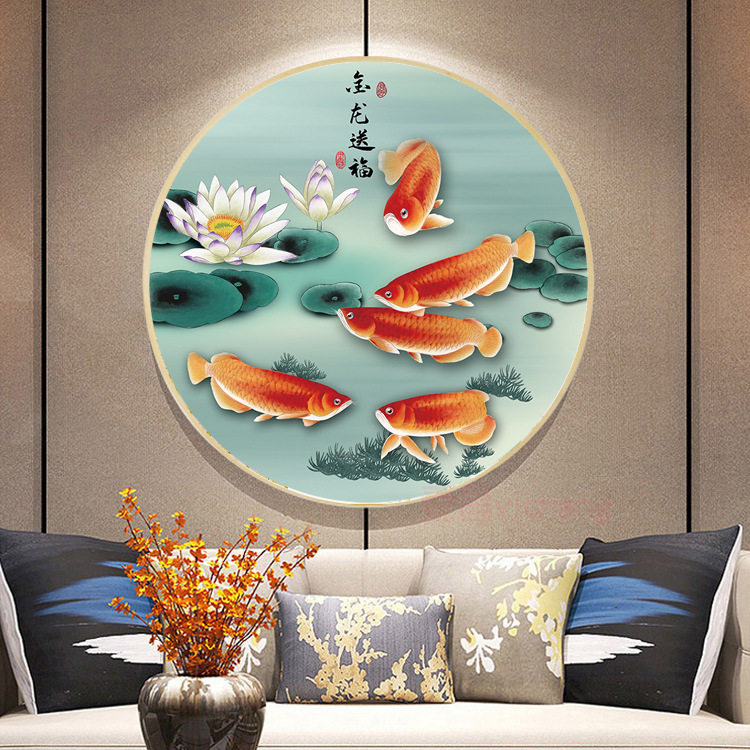 Golden Dragon Fish Cross Embroidered 2022 New Embroidered Living Room Bedroom Genon Aisle Small Pieces Minima Hand Small self-embroidered