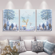  Cross stitch 2021 new thread embroidery living room large triptych simple modern fortune deer self-embroidery handmade full embroidery