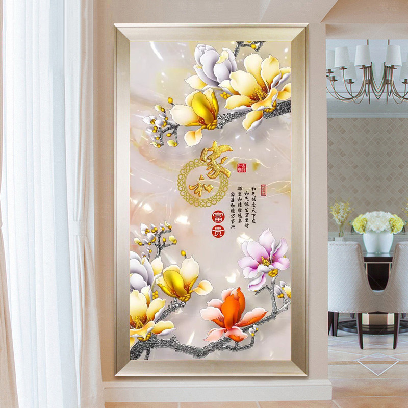 Cross embroidered 2021 new line embroidered living room minimalist modern gangway Xuan guan vertical prints home and rich and expensive handmade themselves