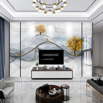 Living room 18D TV background wall Wood-wood fiber integrated wall panel imitation marble quick-loading buckle plate decorated with wall panel