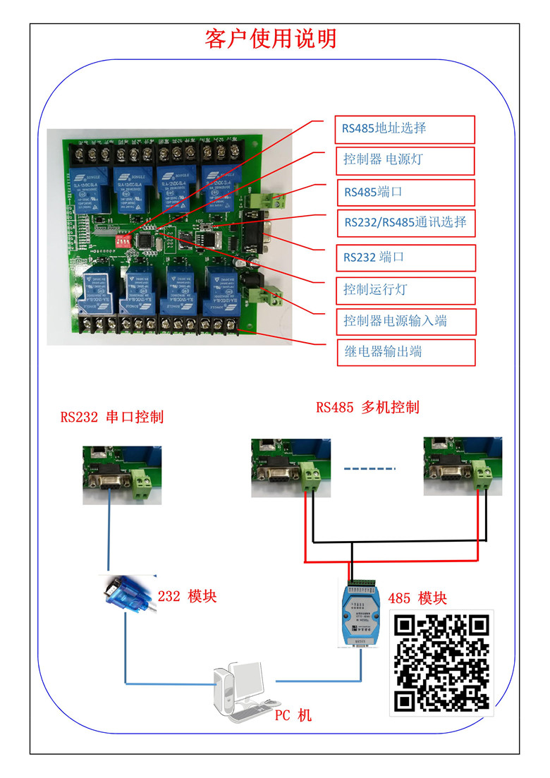 Serial port relay 8-way 30A high-current relay RS232 RS485 MODBUS protocol