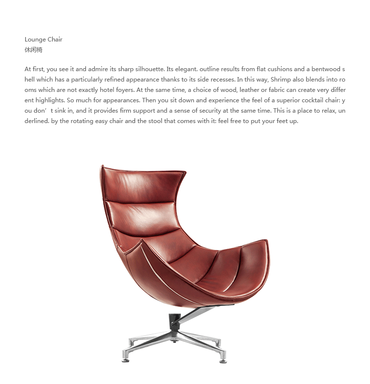 JuLanMake thiết kế sáng tạo đồ nội thất LOUNGE CHAIR cong cong nhập khẩu ghế da giải trí - Đồ nội thất thiết kế ghế đọc sách