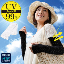 Japan UVCUT cold sensation sunscreen sleeve anti-UV UV leakage finger arm sunscreen black lengthened wave point