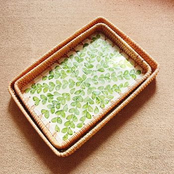 Rectangular rattan shell tray rattan tray