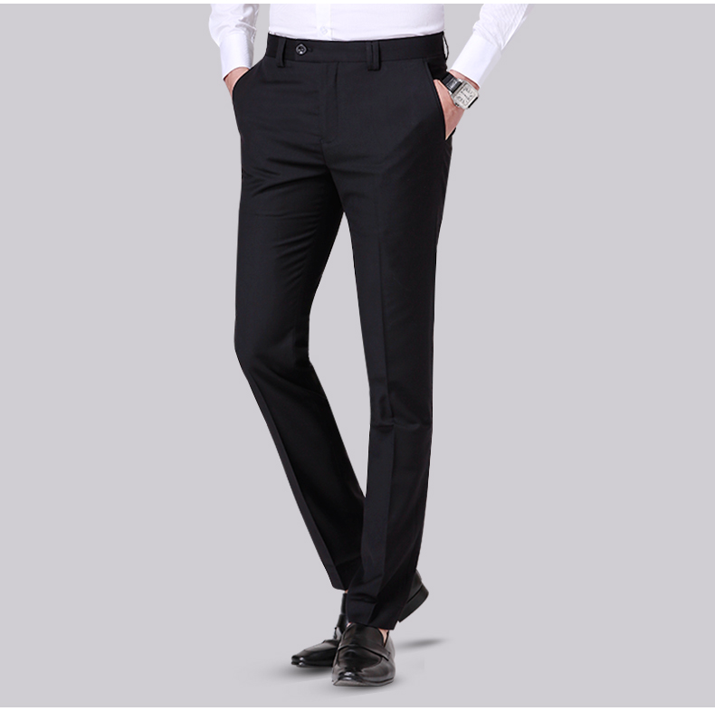 Quần tây công sở nam mỏng màu xám thẳng kinh doanh đến công sở mùa thu Hàn Quốc màu đen phù hợp với quần quần âu nam trung niên