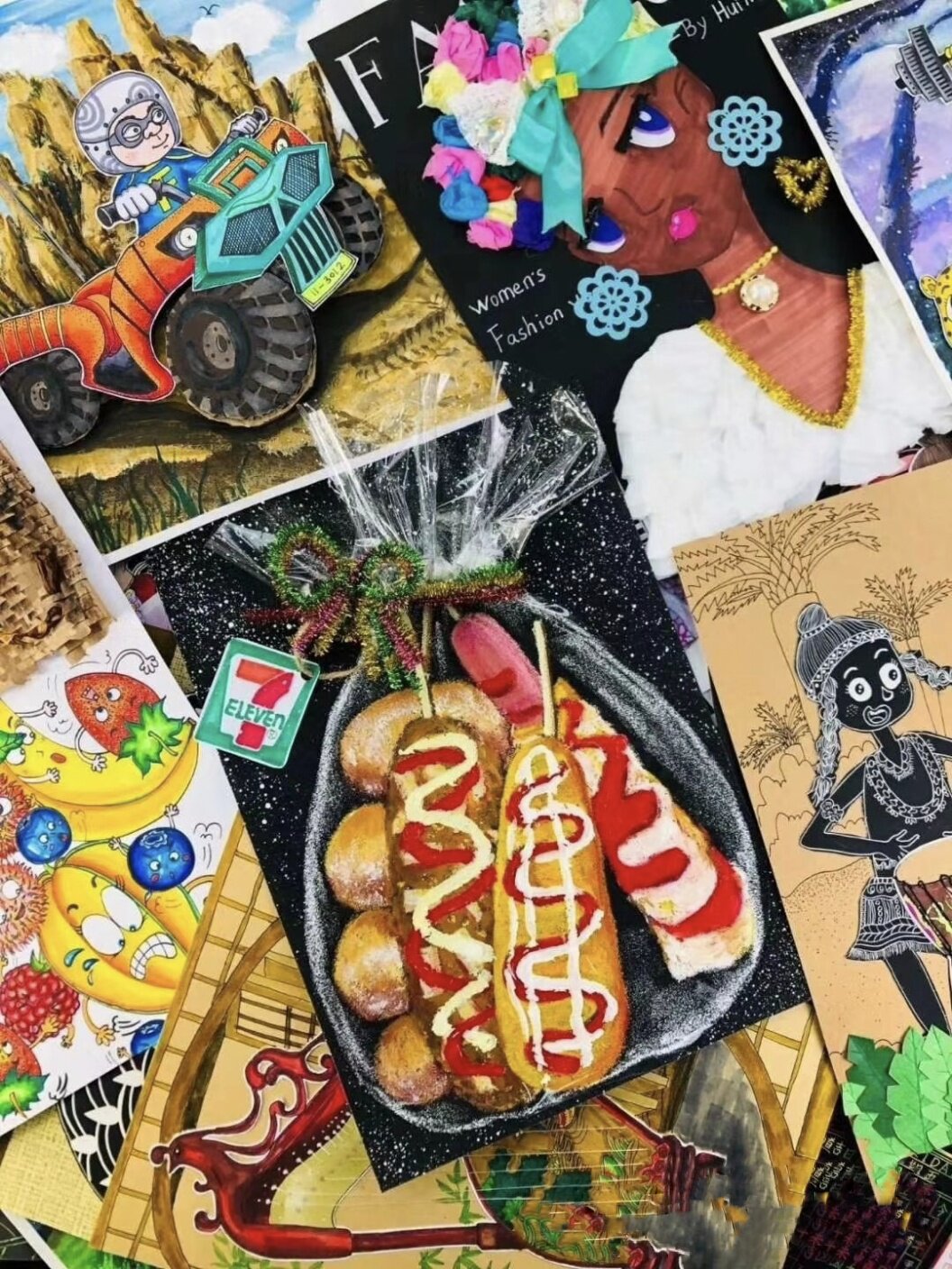 P17 Children's creative art works, pictures, copying material pictures, model paintings, studio works, painting reference pictures