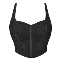 Celebrity Photography Performance Clothes Black Spaghetti Straps Halter Neck Tube Top Gathered Breast Support Sexy Shaping Top Body Beautification