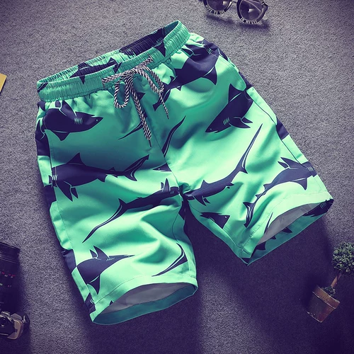 Мужские летние быстросохнущие штаны, пляжные шорты, свободный крой, цветочный принт