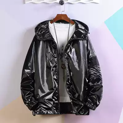 ins autumn silver jacket men's trend Korean reflective bright sunscreen clothes hip-hop large size Hop jacket