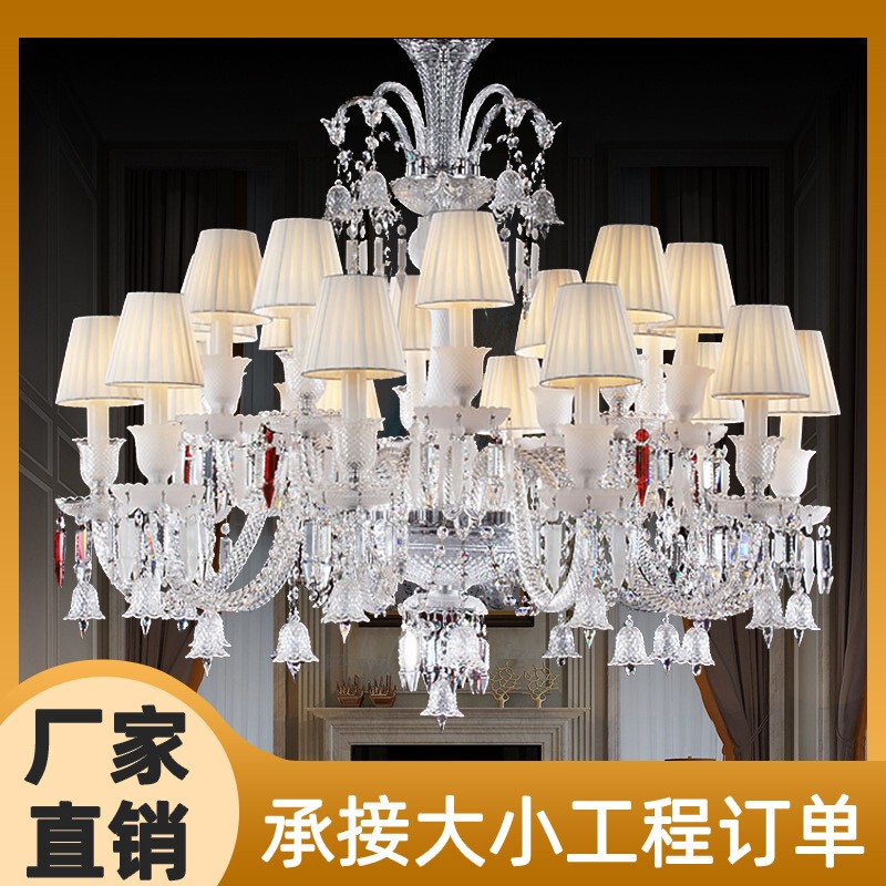 New European-Style Dining Room Living Room Staircase Chandelier Luxury Villa Dining Room Lamp Duplex Building Hotel Project Crystal Chandelier