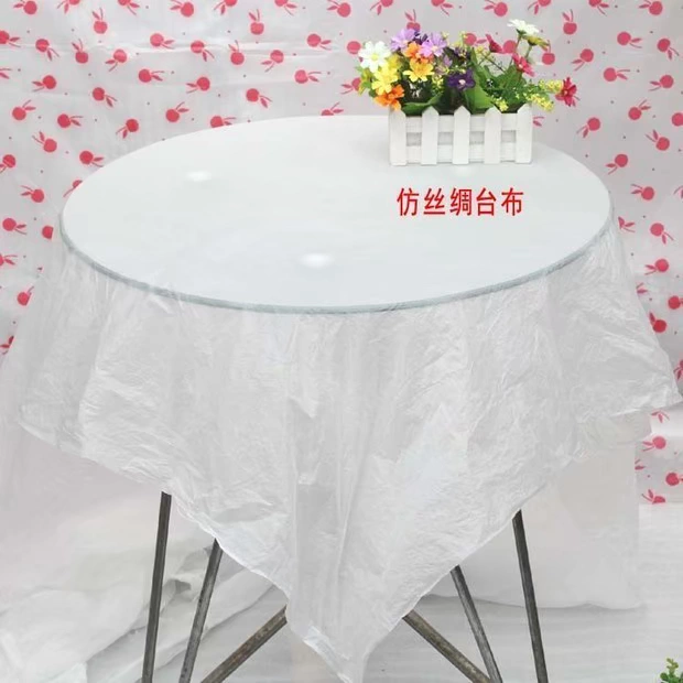 Khăn trải bàn dùng một lần bàn tròn tiệc cưới nhà khách sạn nhựa chống dầu hình chữ nhật tròn trắng không thấm nước bàn ăn - Các món ăn dùng một lần