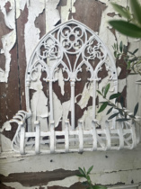 Cast iron spire European retro wall-mounted storage rack garden decoration groceries false window