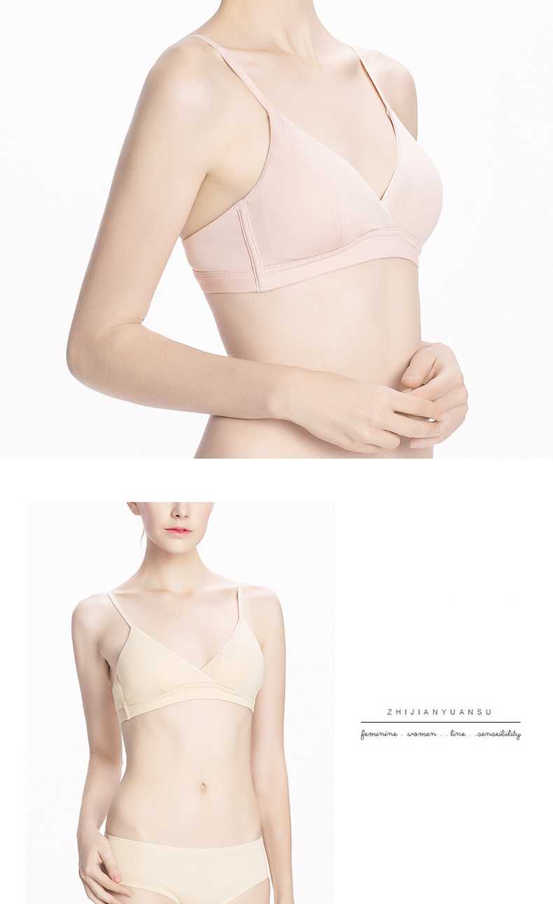 Chọn vớ, áo ngực cô gái bằng vải cotton, phần mỏng, không có vòng thép, chèn miếng lót, áo ngực nhỏ, làm đẹp lưng tam giác cup đồ lót - Bộ đồ lót quần chip dễ thương