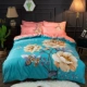 Các bông mới chải giường denim mạng đúp Red tấm bông trang bị châu Âu 1,5m 1.8m - Bộ đồ giường bốn mảnh