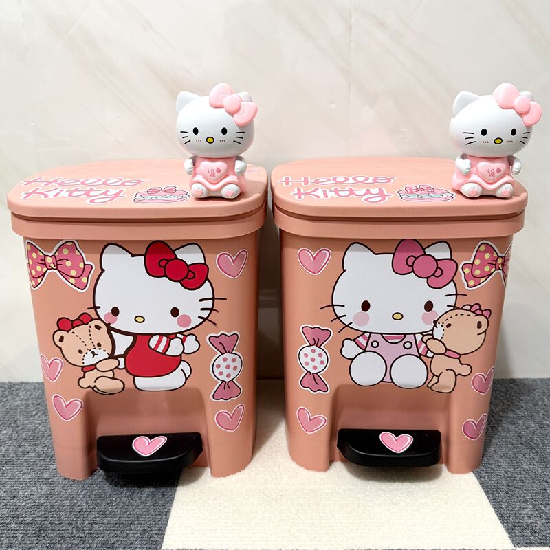 Hello Kitty Trash Can, Hello Kt, Hello Kitty Cartoon, Girl's Bedroom, Large Size, Large Capacity, Living Room, High Aesthetic Value