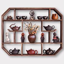 Simple shelf wall-mounted Bozhijia rack tea rack living room fashion pendulum frame solid wood creative Museum