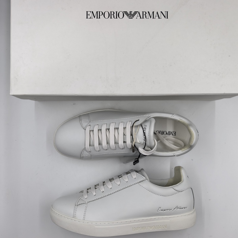 Emporio Armani Made in Italy Classic Handwritten Signature White Skateboard Shoes Us Size 6