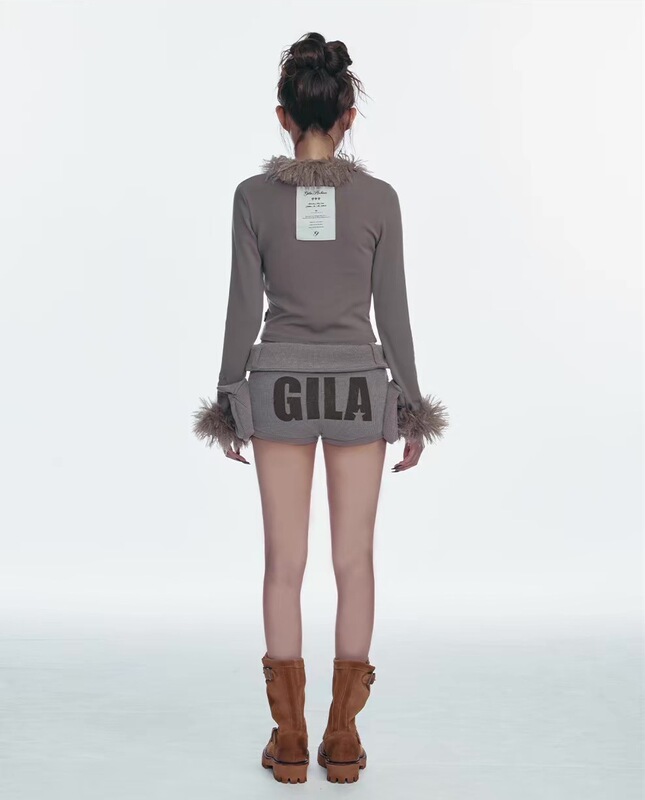 [in Stock] Zhang Yuanying Ning Yizhuo Same Style Culottes Gila New Design Letter Large Pocket Hot Pants Shorts