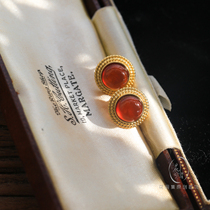 Vintage vintage vintage port style garnet jasper south red turquoise sterling silver stud earrings painless ear clip antique court