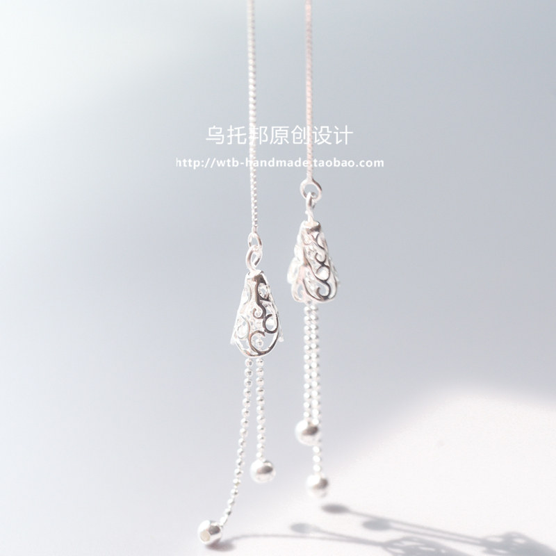 March｜Waiting for the wind, full body 925 sterling silver, long ear wire earrings with the wind, painless and ear piercing ear clip temperament