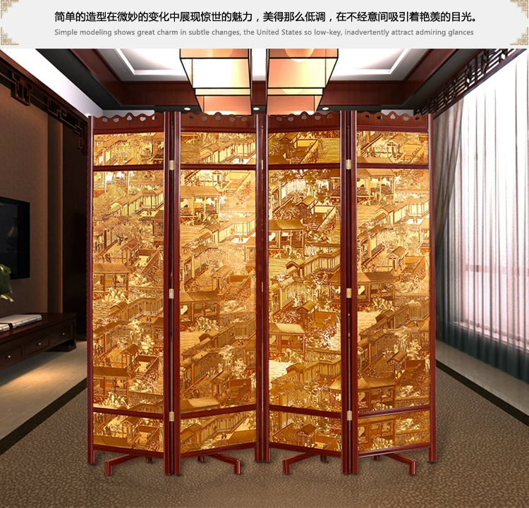 Màn hình cổ gỗ rắn Trung Quốc sảnh khách sạn văn phòng hội nghị phòng trà câu lạc bộ y học Trung Quốc di động màn hình gấp phân vùng - Màn hình / Cửa sổ