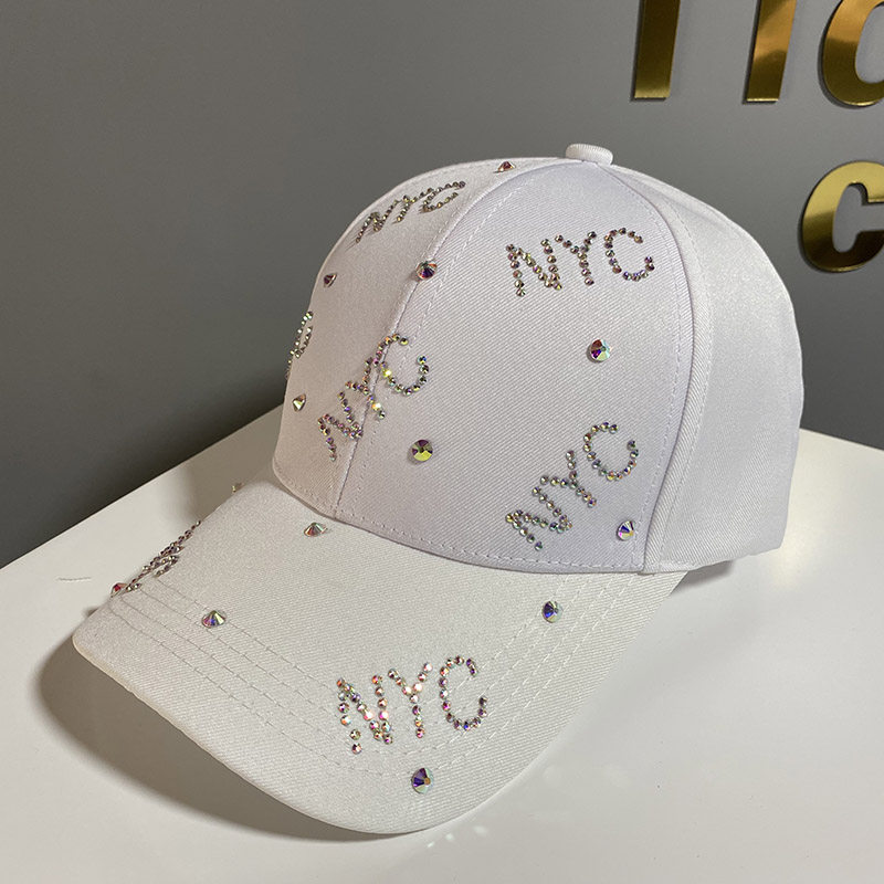 网红同款NYC水钻棒球帽女逛街时尚鸭舌帽旅游百搭防晒遮阳帽子男详情图11